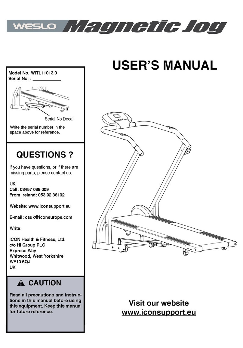 Weslo Magnetic Jog WITL11013.0 User manual