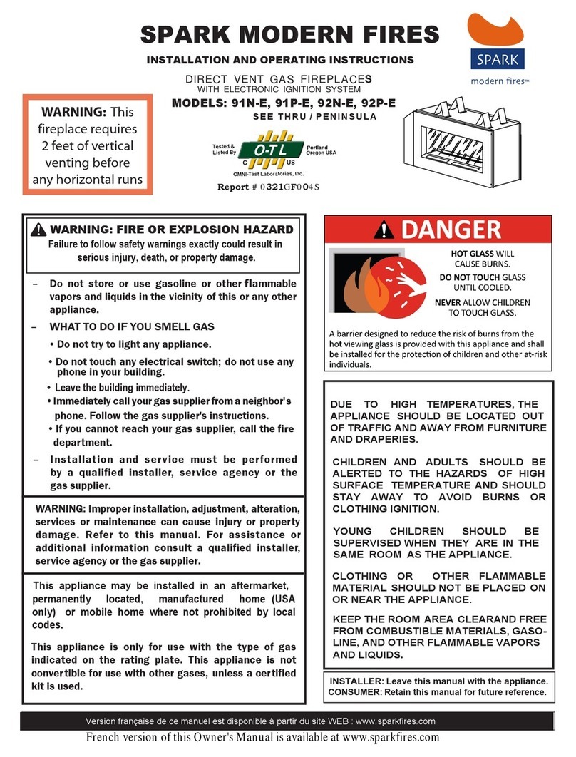 Spark modern fires 91N-E Installation and operating instructions