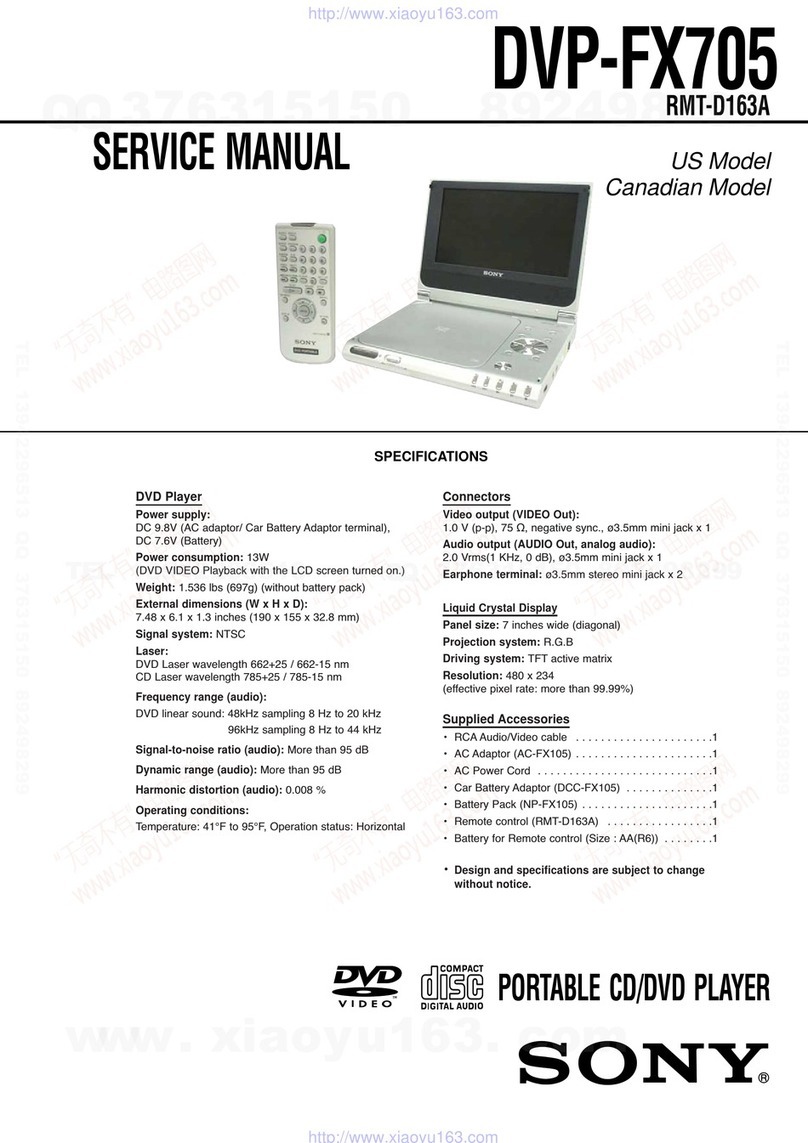 Sony DVP-FX705 - Portable Dvd Player User manual