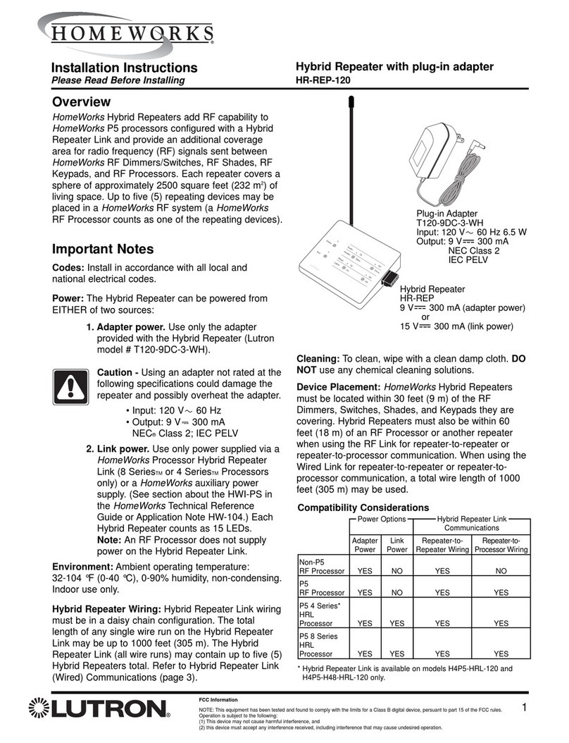Homeworks HR-REP-120 installation instructions