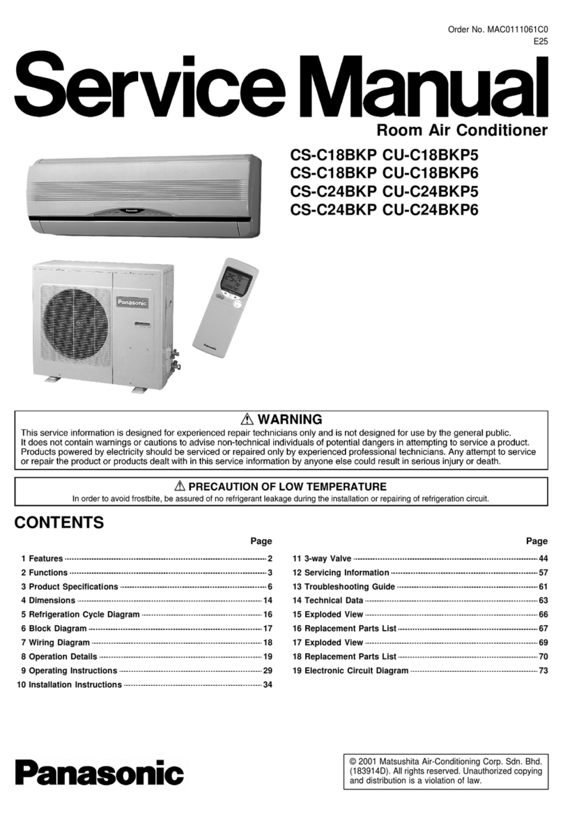 Panasonic CSC18BKP - SPLIT A/C SYSTEM Service manual