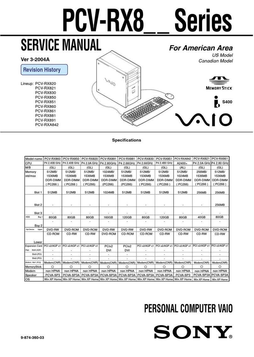 Sony VAIO Digital Studio PCV-RX820 Service manual