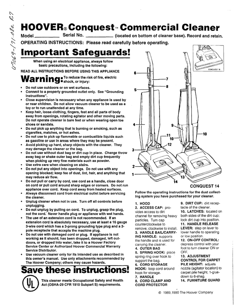 Hoover Conquest 14 User manual