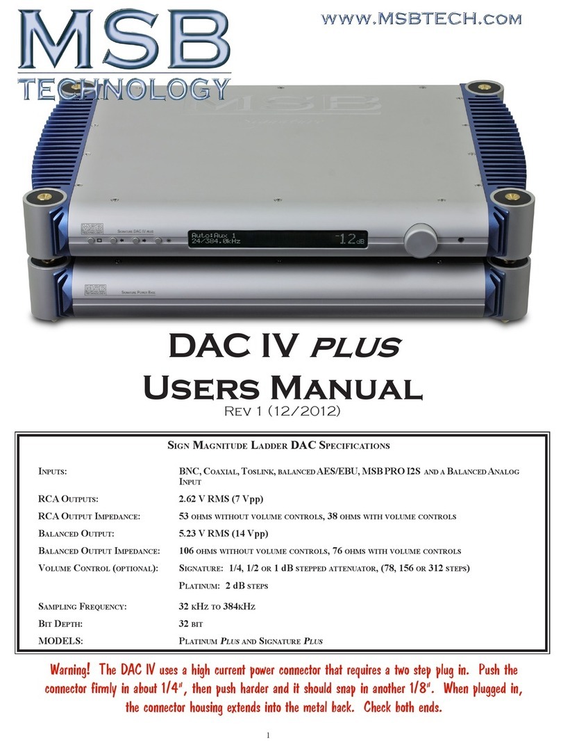 MSB Technology DAC IV plus user manual