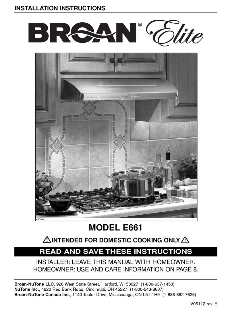 Broan ELITE E661 installation instructions