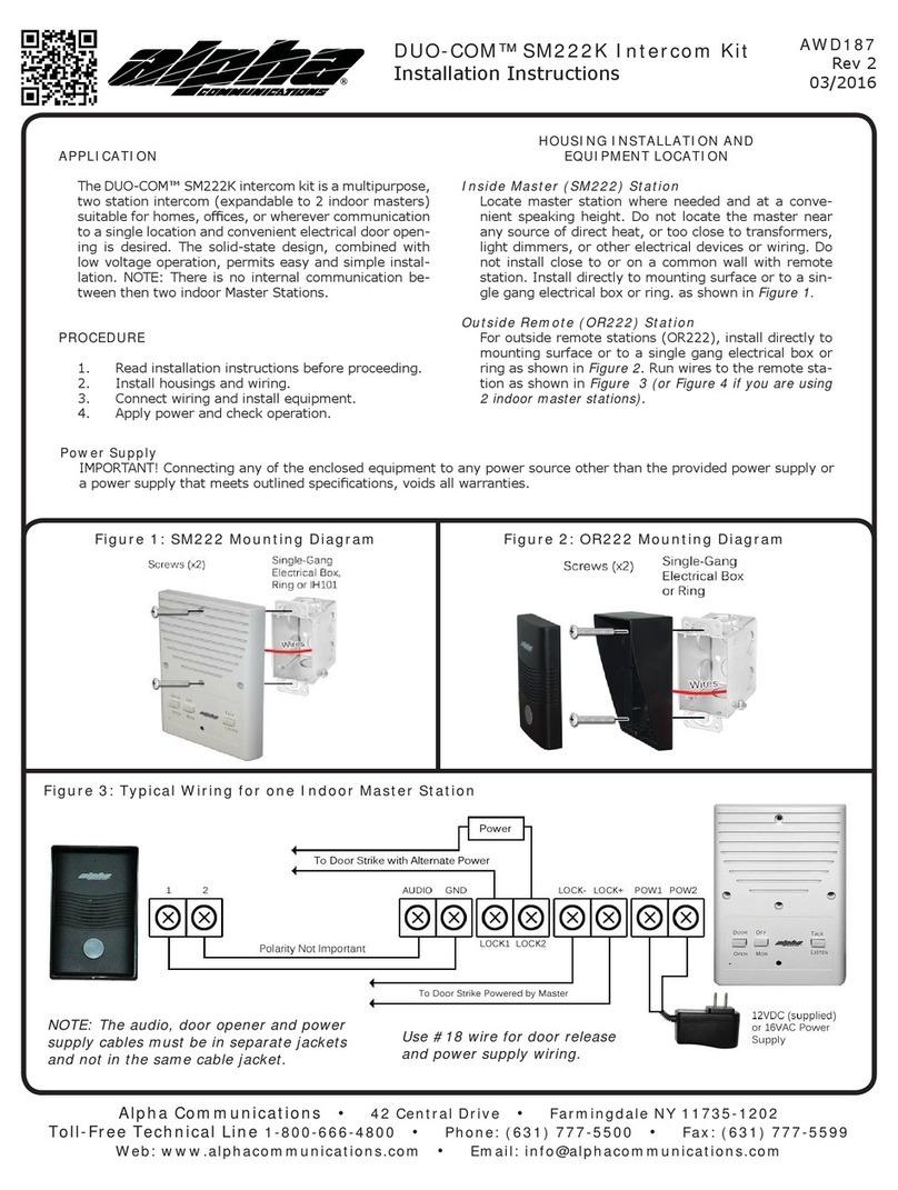 Alpha Communications DUO-COM SM222K User manual