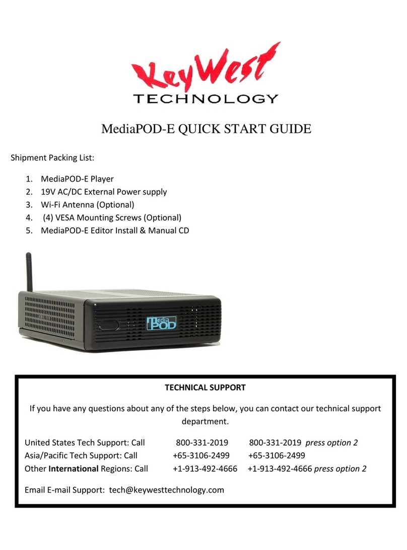 KeyWest Technology MediaPOD-E quick start guide