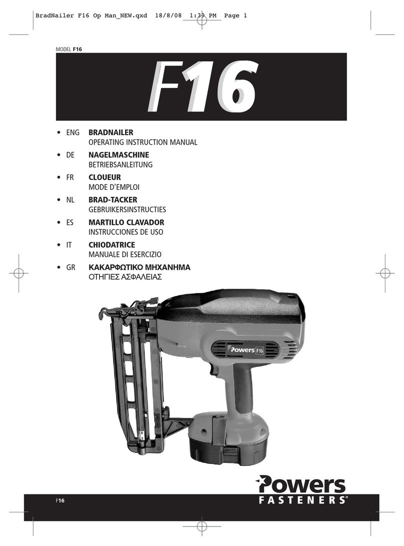Powers Fasteners F16 Operating instructions manual