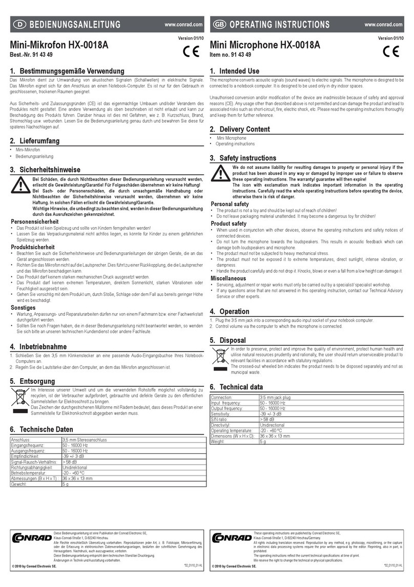 Conrad HX-0018A operating instructions