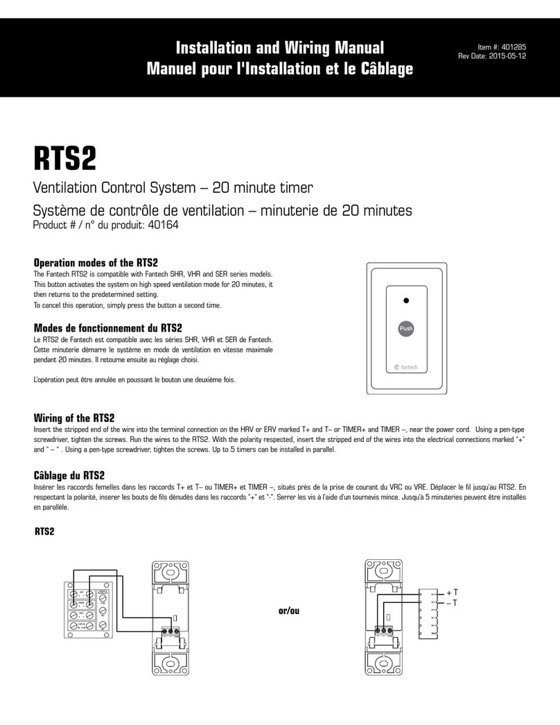 Fantech RTS2 Installation and wiring manual