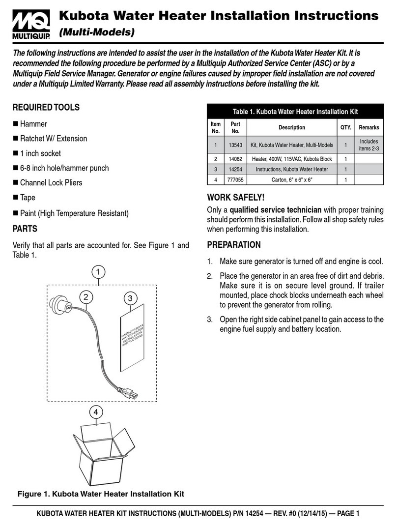 MULTIQUIP kubota installation instructions
