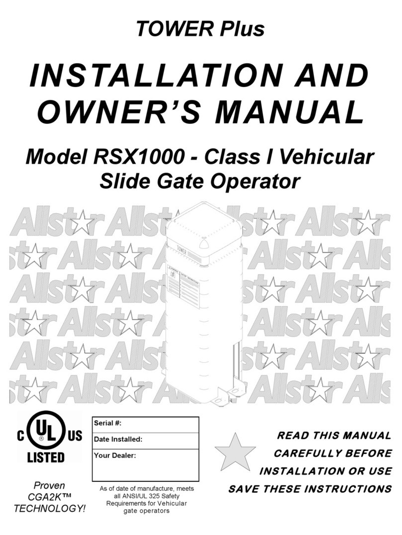 Allstar Tower Plus RSX1000 Installation and owner's manual