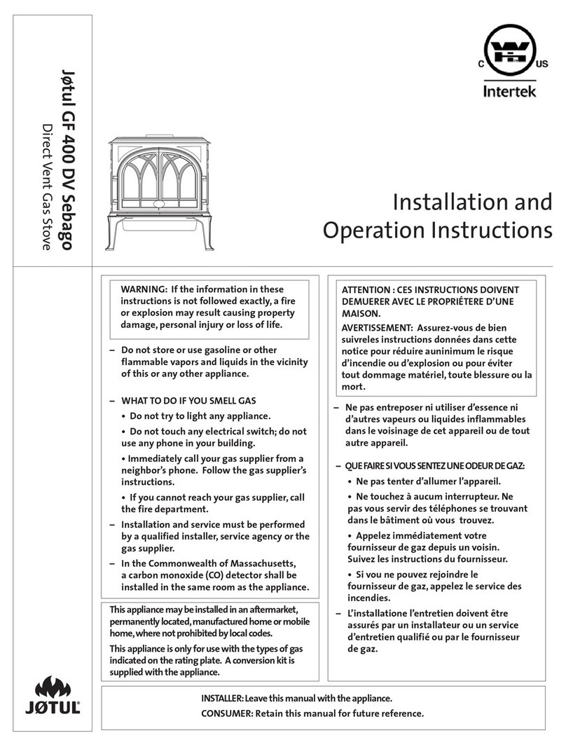 Intertek Jotul GF 400 DV Sebago Installation and operation instructions