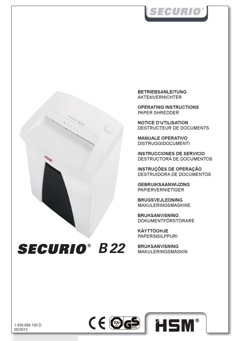 HSM Securio B22 operating instructions