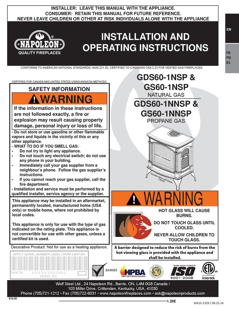 Napoleon GDS60-1NSP Installation and operating instructions Napoleon GDS60-1NSP Installation and operating instructions