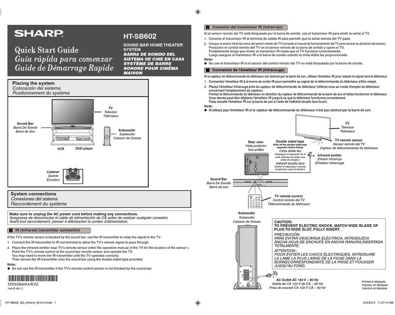 Sharp HT-SB602 quick start guide