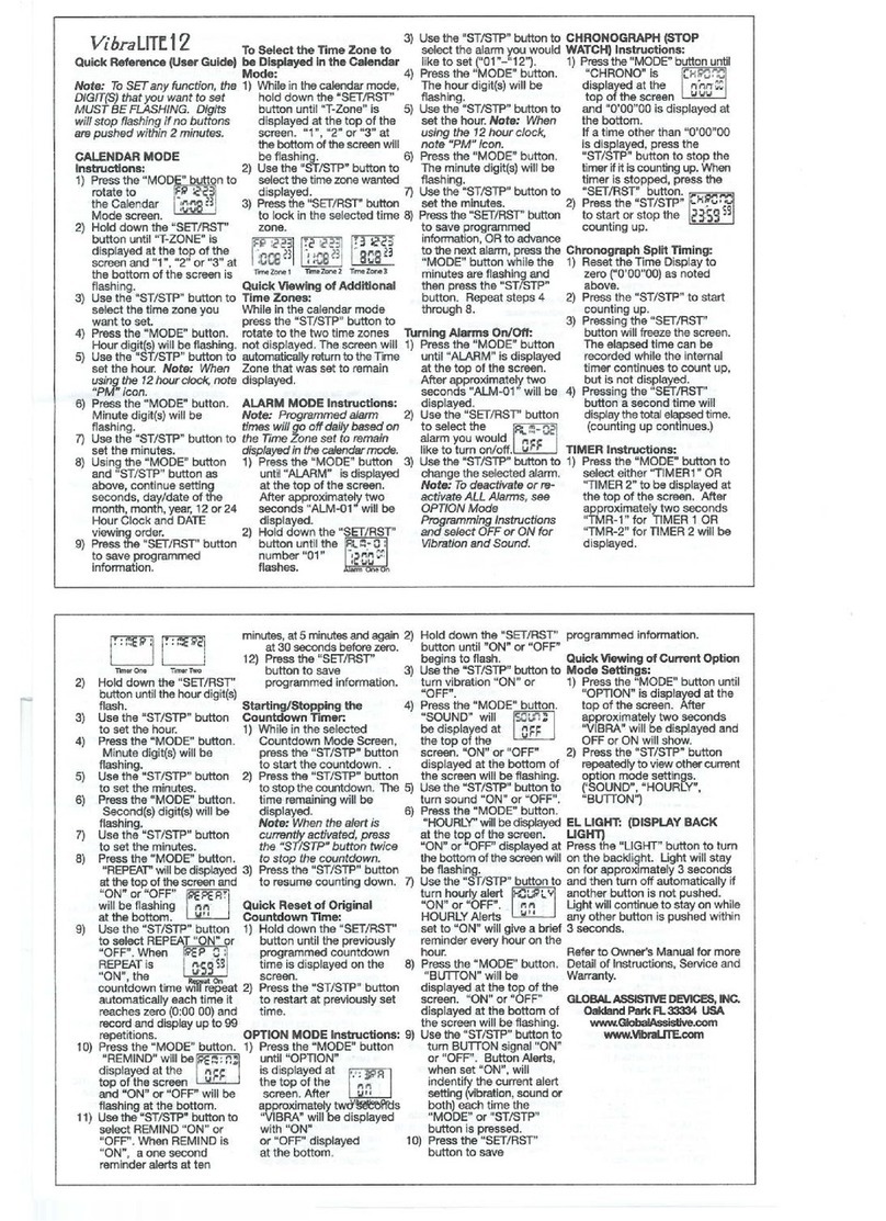 GLOBAL ASSISTIVE DEVICES VibraLite 12 User manual GLOBAL ASSISTIVE DEVICES VibraLite 12 User manual