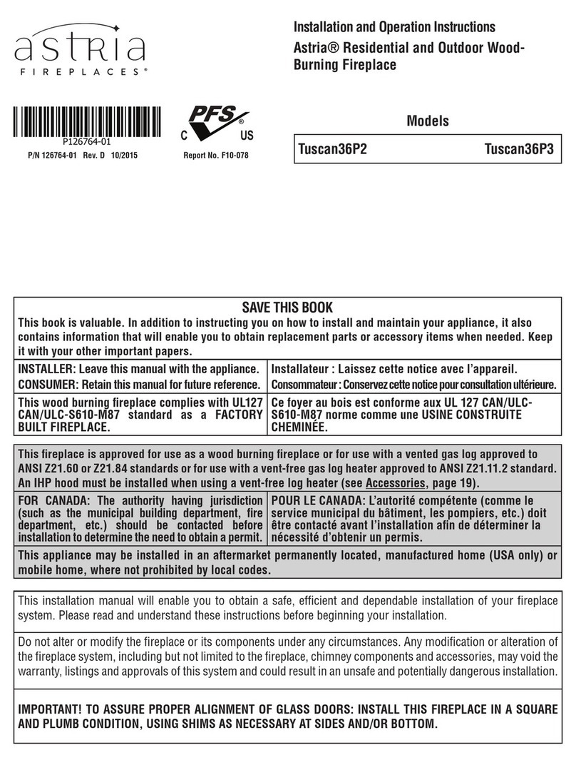 Astria Tuscan36P2 Installation and operation instructions Astria Tuscan36P2 Installation and operation instructions