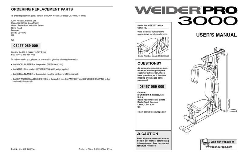 Weider WEEVSY1975.0 User manual