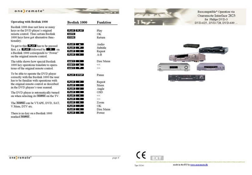 One Remote beolink 1000 Operation manual