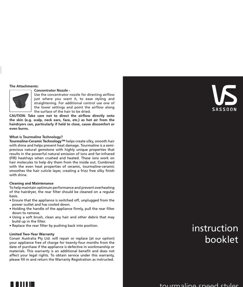Vidal Sassoon VSH225A User manual Vidal Sassoon VSH225A User manual