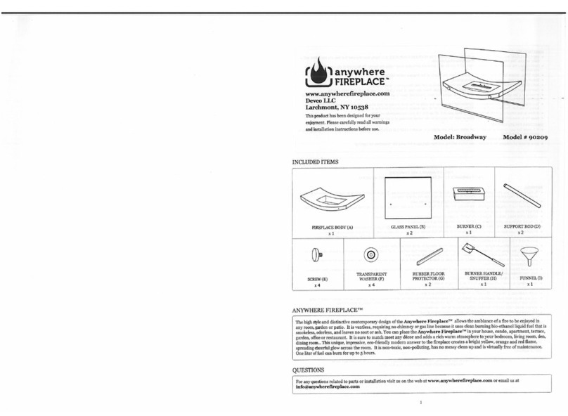 Anywhere Fireplace Broadway 90209 User manual