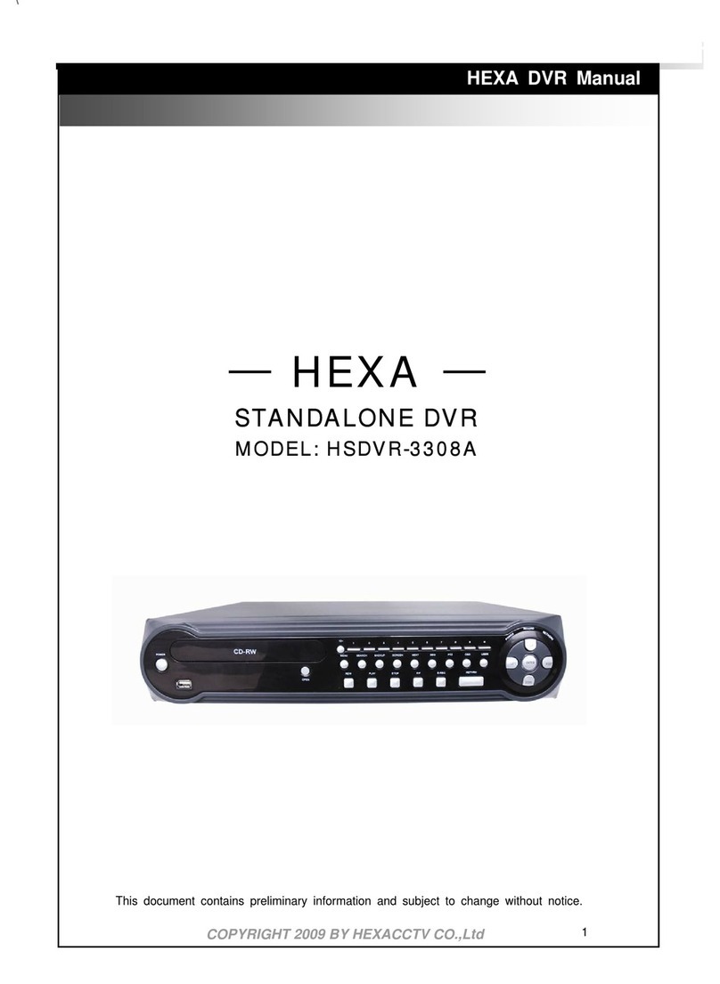HEXA STANDALONE DVR HSDVR-3308A instruction manual
