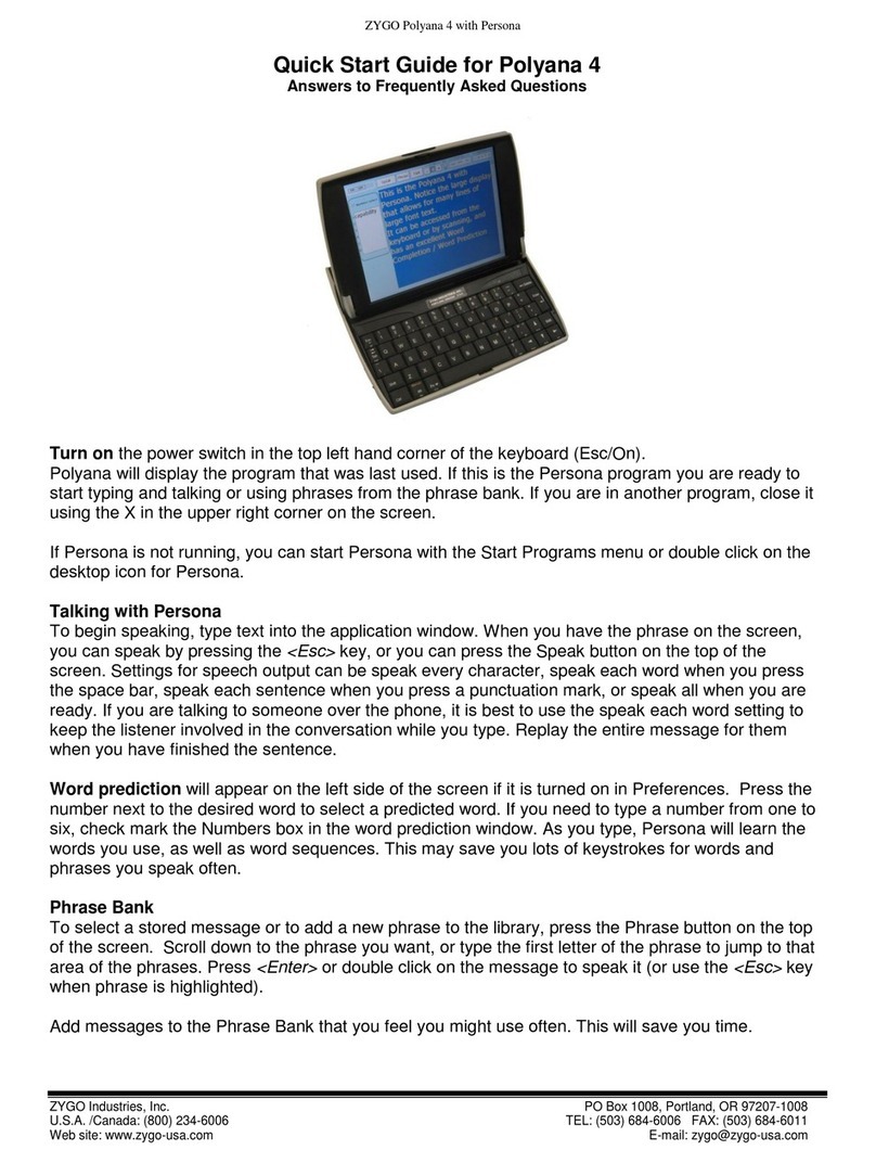 ZYGO Polyana 4 quick start guide