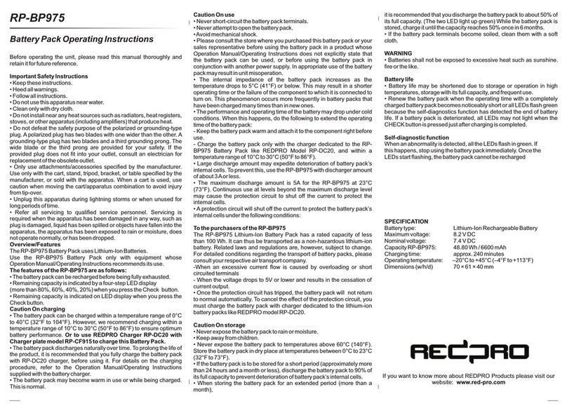 Redpro RP-BP975 operating instructions
