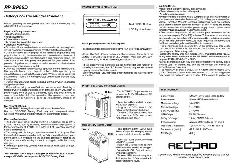Redpro RP-BP85D operating instructions