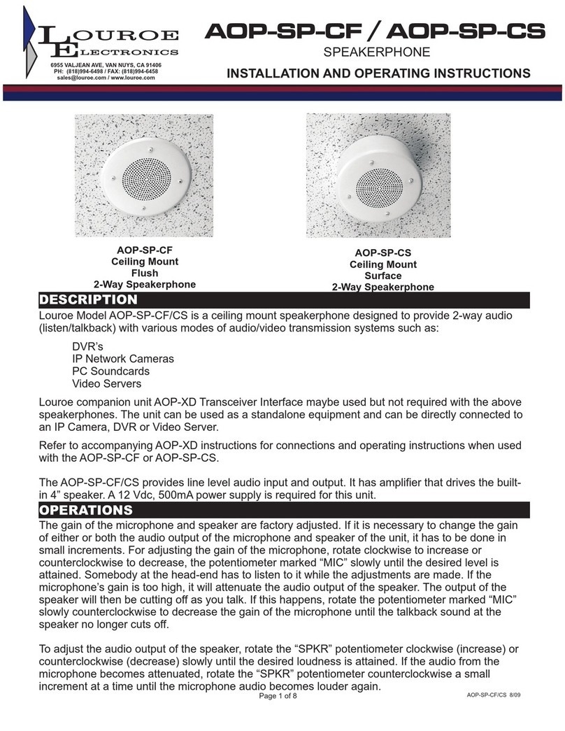 Louroe Electronics AOP-SP-CF Installation and operating instructions