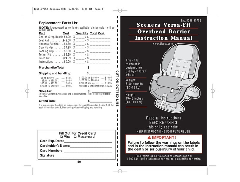 DJG Scenera Versa-Fit Overhead Barrier instruction manual