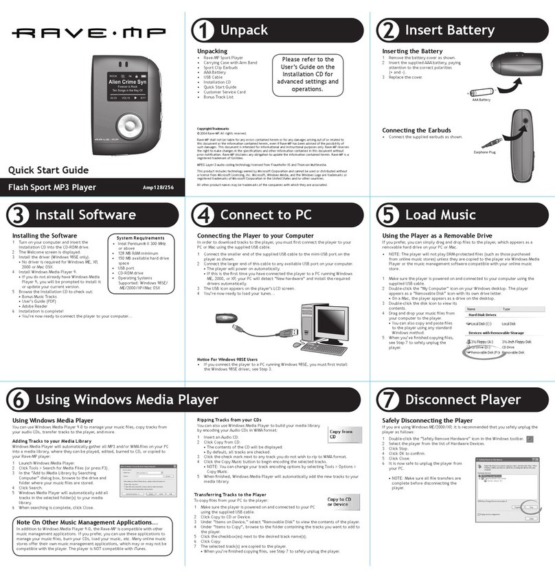 GoVideo Rave-MP Amp128 quick start guide