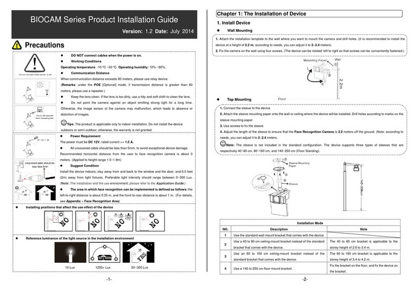 ZKTeco biocam series installation guide