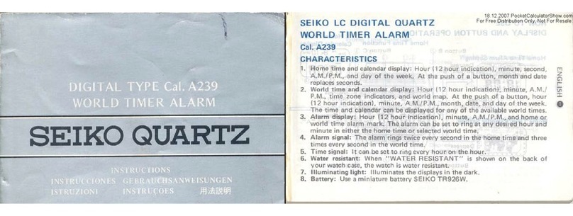 Seiko Quartz A239 instructions