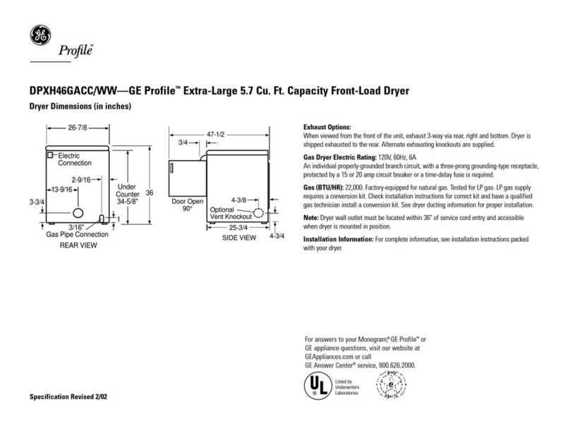 GE Profile DPXH46GACC/WW User instructions