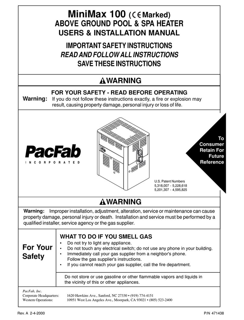 Pentair Pool Products PacFab MiniMax 100 User & installation manual Pentair Pool Products PacFab MiniMax 100 User & installation manual