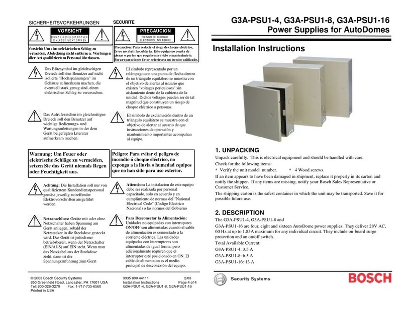 Bosch G3A-PSU1-4 User manual