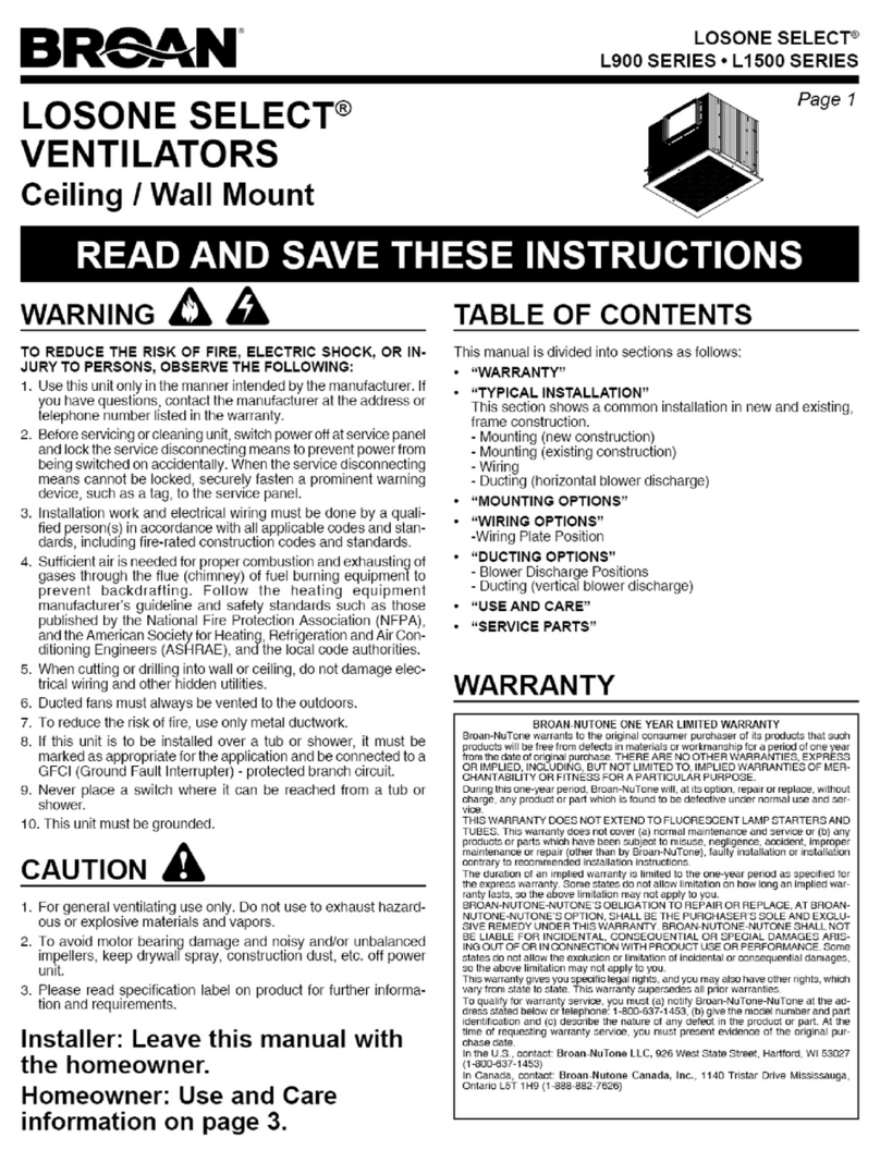 Broan Losone Select L900 Series User manual