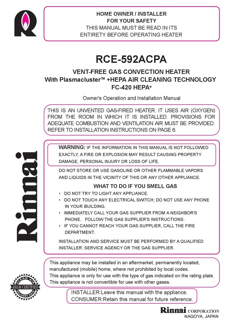 Rinnai RCE-592ACPA Owner's operation manual and installation guide