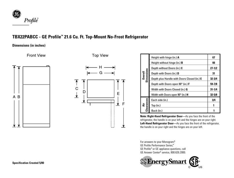 GE Profile TBX22PABCC User instructions