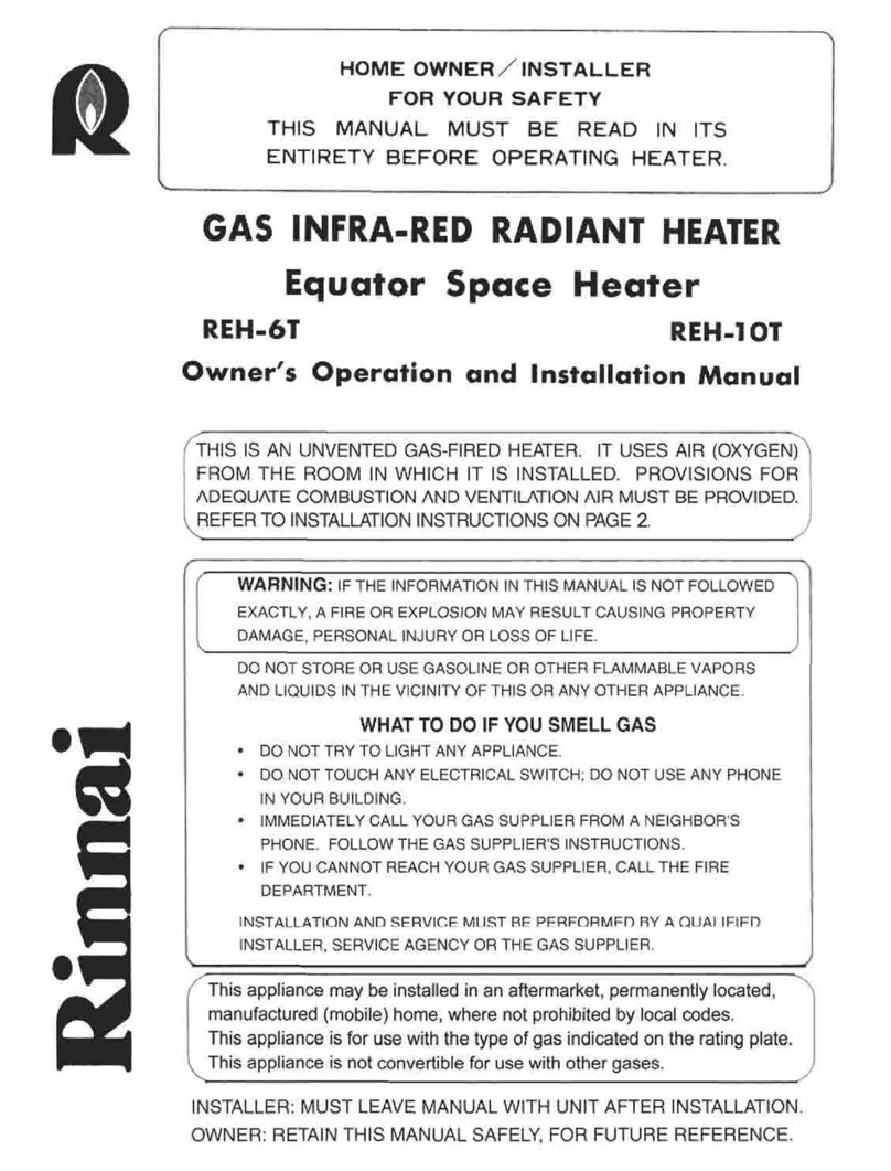 Rinnai REH-6T OWNER'S OPERATION AND INSTALLATION MANUAL