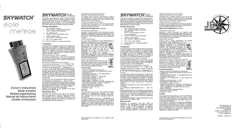 Skywatch eole1 Owner's instructions