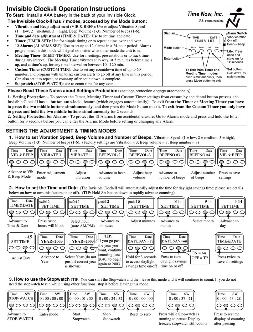 Time Now Invisible Clock II Operation instructions
