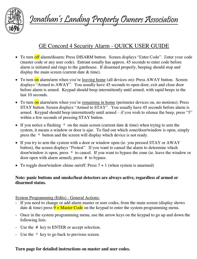 GE Concord 4 Quick user guide