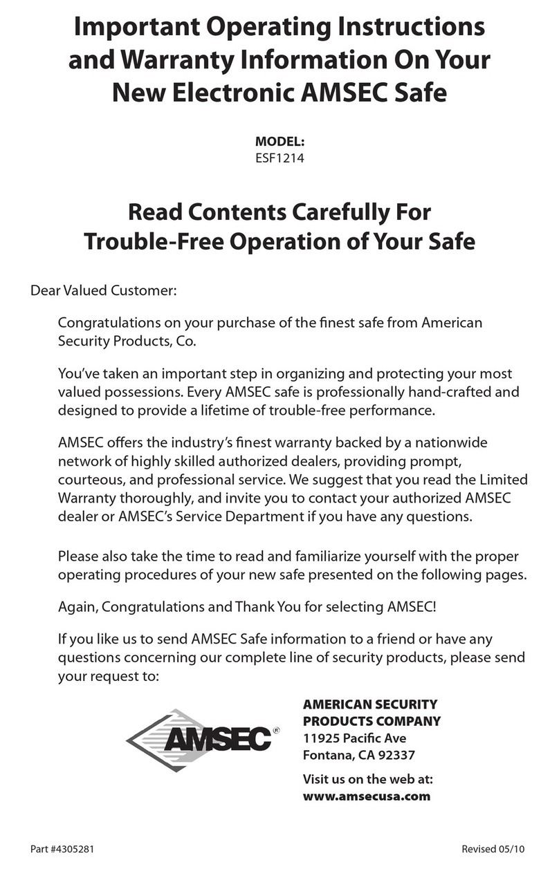 AMSEC ESF1214 Operating instructions and warranty