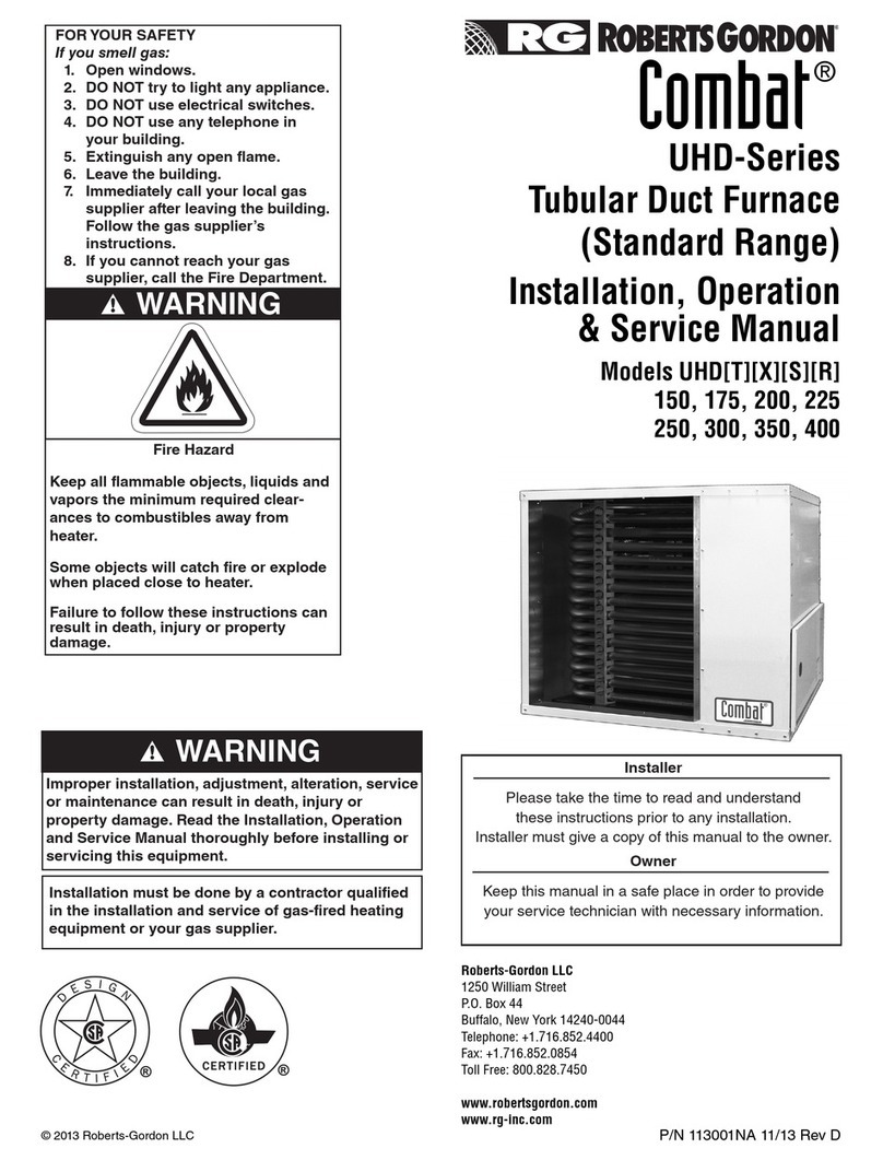 Roberts Gorden Combat UHD-Series Installation, operation & service manual