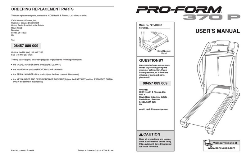 Pro-Form 370P PETL37905.1 User manual