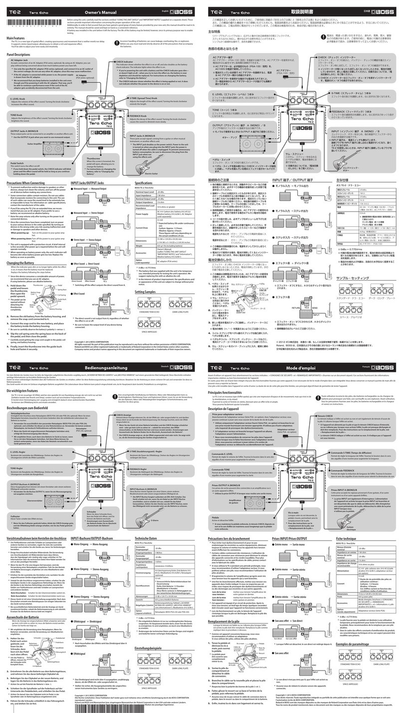 BOSSCO TE-2 User manual BOSSCO TE-2 User manual