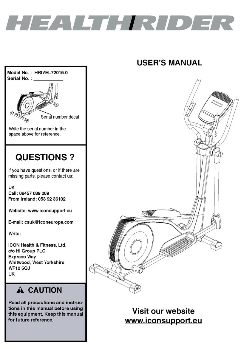 HEALTH RIDER 1100 HRIVEL72015.0 user manual